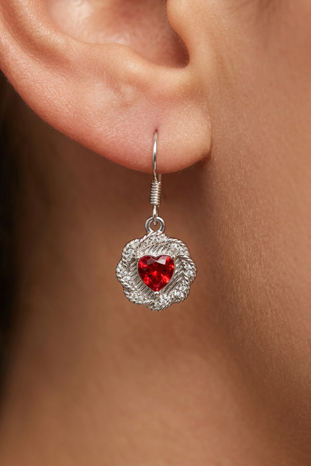 Red Heart Zircon Stone Women's Earrings