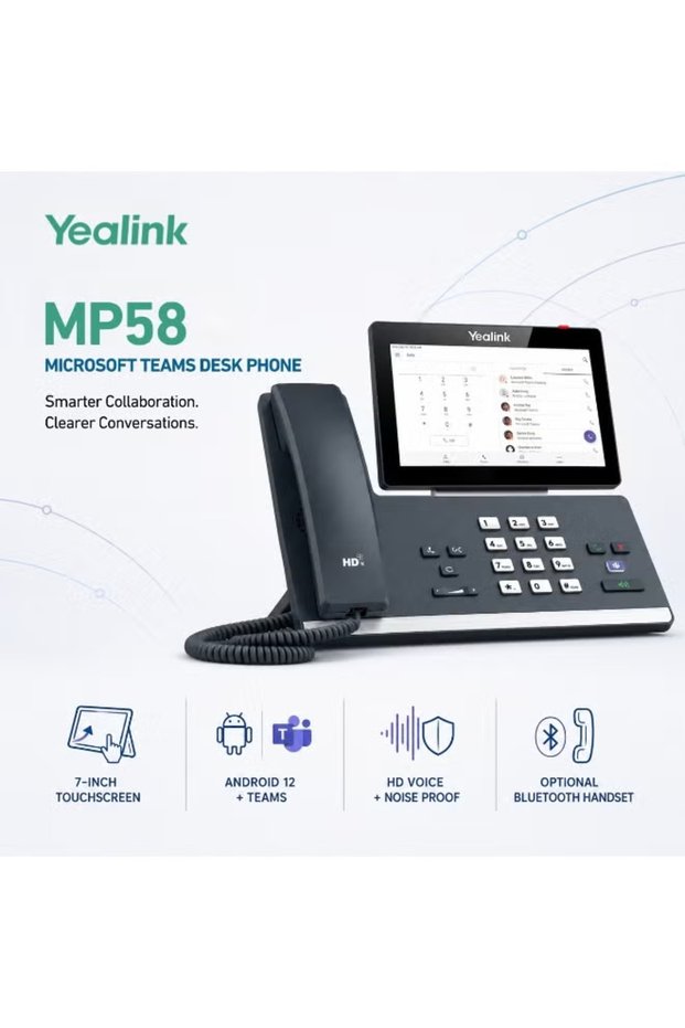 MP58 Teams Premium Business Phone, Android 12, 7-inch Touchscreen, Optima HD Audio, Bluetooth, WiFi, Microsoft Teams Certified Desk Phone