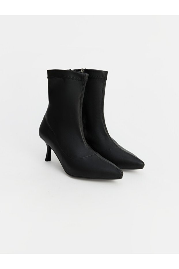 Pointed Toe Thin Heeled Zippered Women's Boots