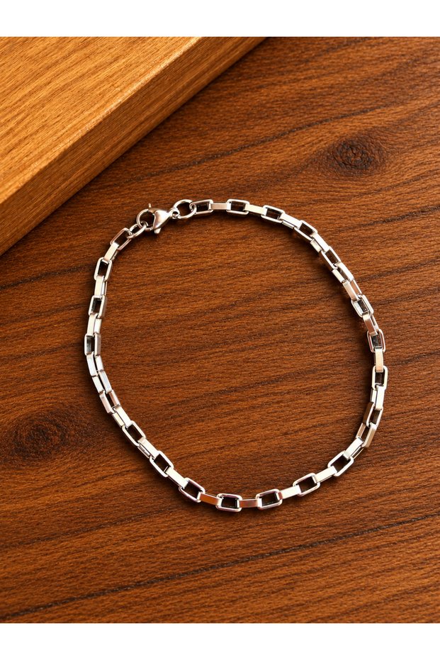 Stainless steel bracelet, non-tarnish, interlocking design, 20 cm, 3mm