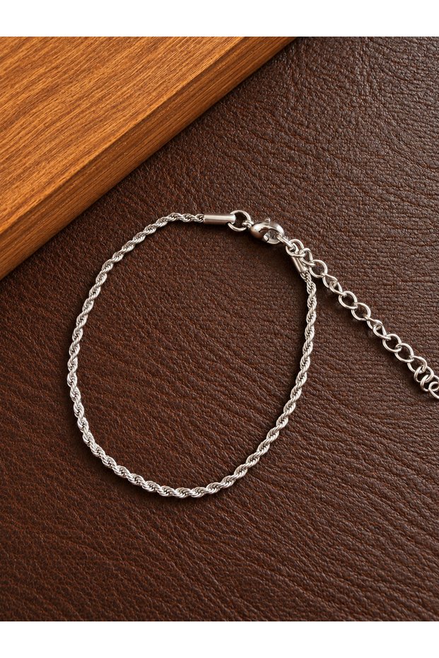 Stainless steel bracelet, tarnish-resistant, twisted design, steel bracelet 18+5cm, 2mm