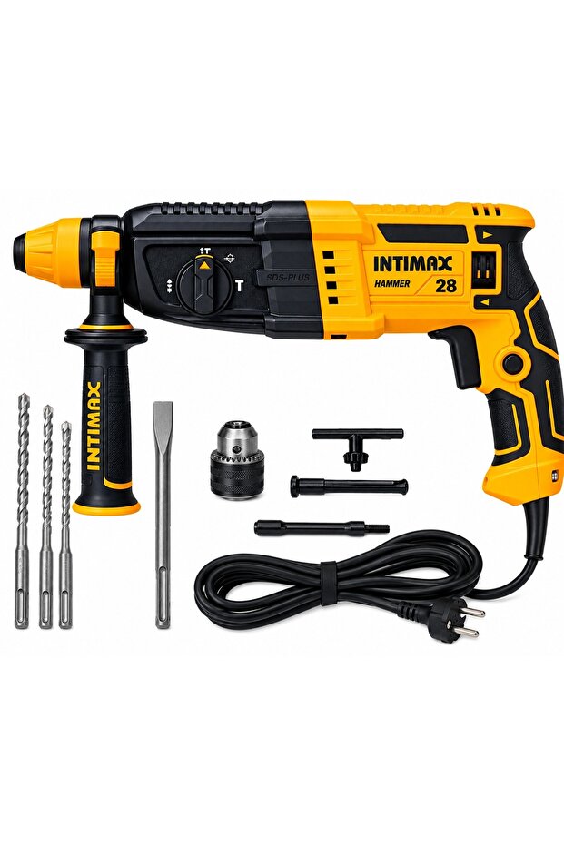 Rotary Hammer Drill 3250W Power Tool – 28mm Drilling Capacity, 0-3800 RPM Variable Speed Heavy-Duty Demolition Drill with Accessories