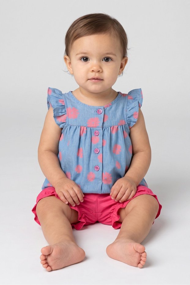 Toddlers Girl 2 Pcs Floral Print Dress With Shorts Set, Multicolor
