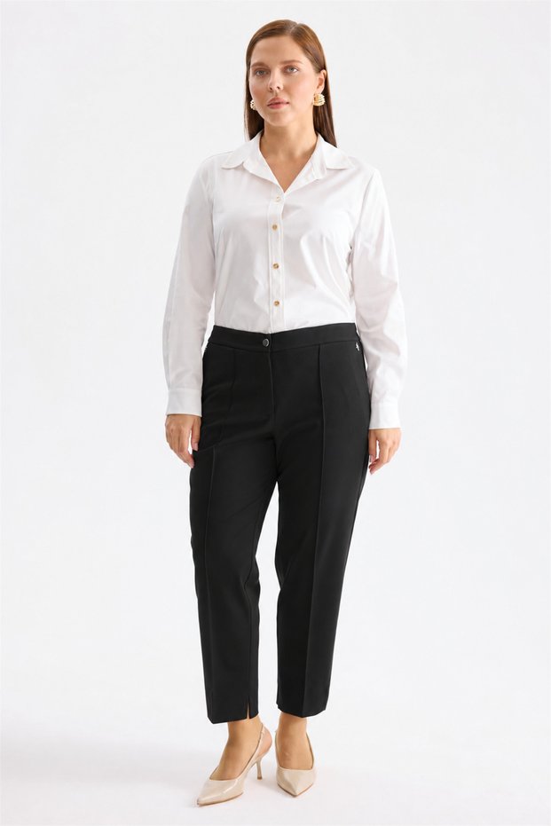 Elastic Waistband, Slit Detail Pants