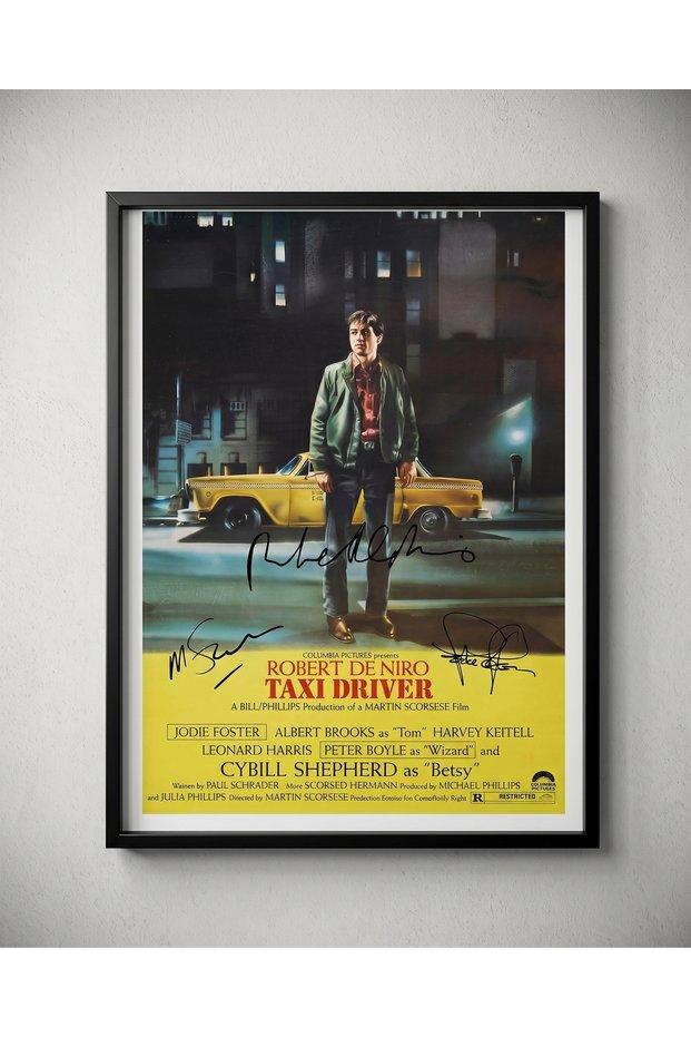 Taxi Driver Movie Poster Canvas Print 40x60 | Robert De Niro Signed Classic Film Autograph Wall Art Gift