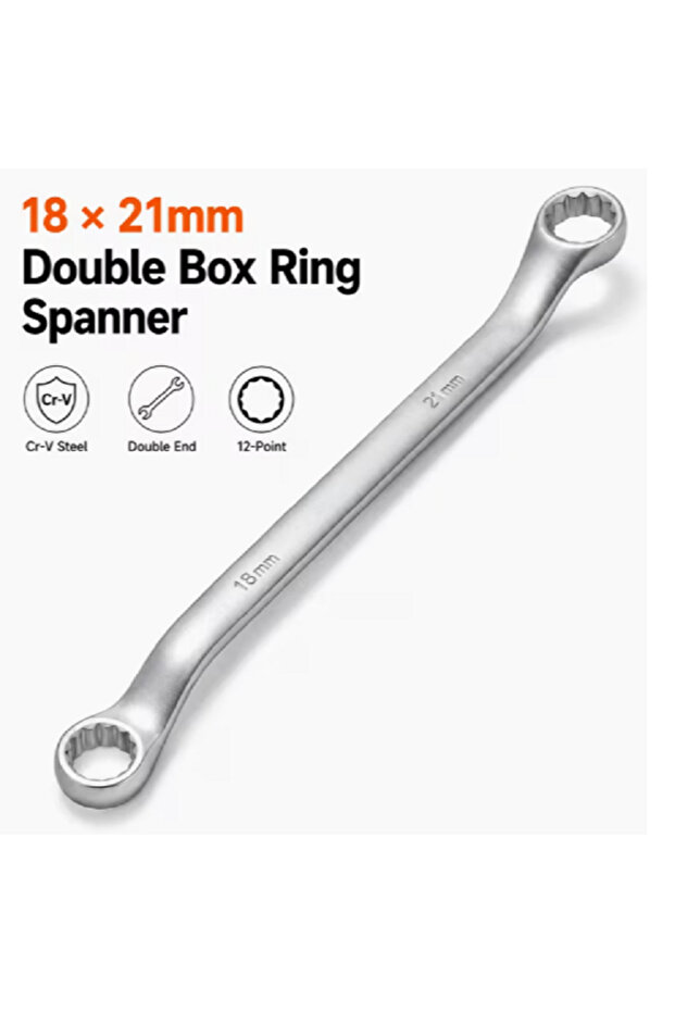 18x21mm Double Ring Offset Wrench, Chrome Vanadium Steel Deep Offset Box End Spanner For Nuts, Bolts, Automotive, Garage, Workshop & DIY Repair