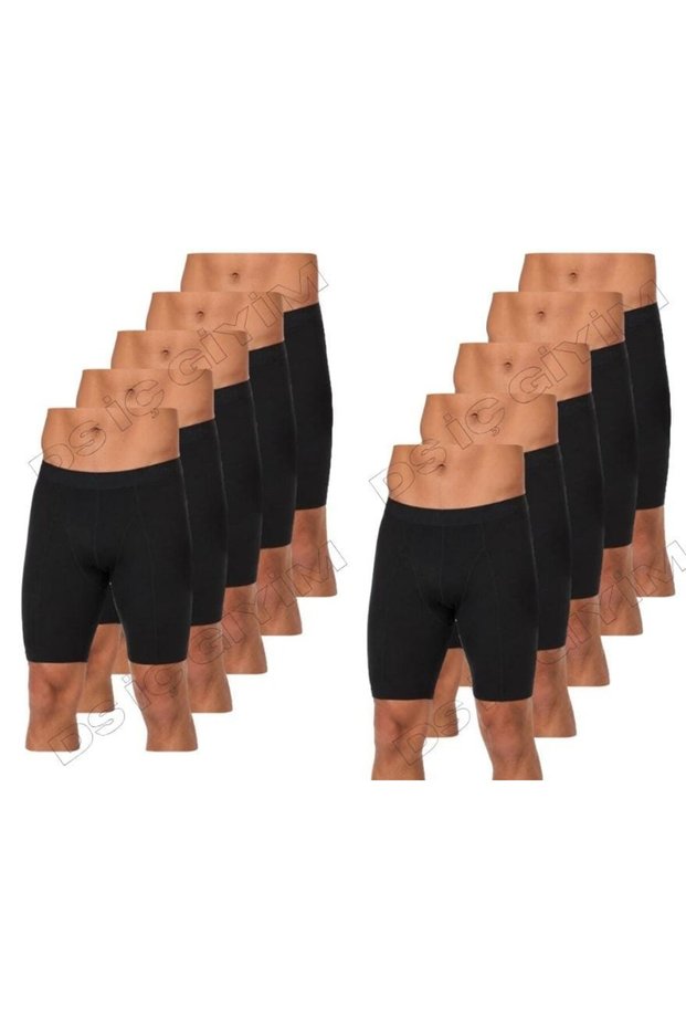 161 Men's Modal Long Black Boxer 10 Pieces