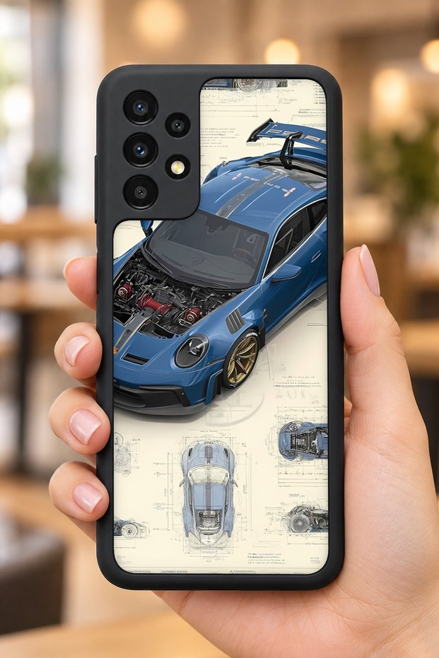 Samsung Galaxy A13 / A23 Compatible Porsche Patterned Shockproof Case with Camera Protection