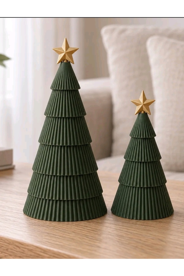 Modern Japandi Style Christmas Tree Figure with Stars