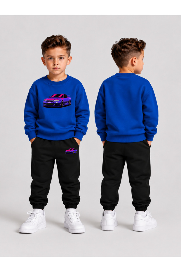 Boys' Crew Neck Sweatshirt Tracksuit Set 2-Piece Printed Top and Bottom Set