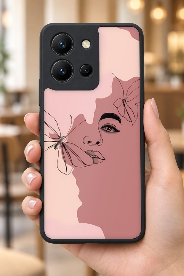 حافظة مقاومة للصدمات متوافقة مع Vivo Y36 مع حماية للكاميرا بنمط KelebekYüzü