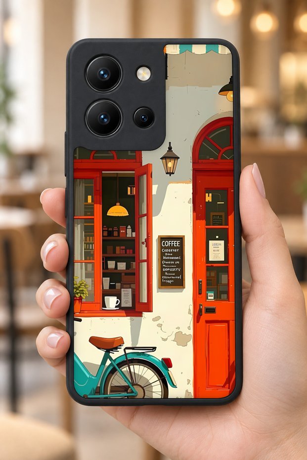 حافظة مقاومة للصدمات متوافقة مع Vivo Y36 ونمط كافيه مع حماية للكاميرا