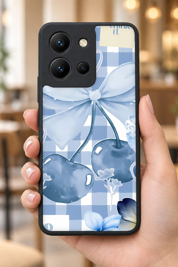 حافظة مقاومة للصدمات متوافقة مع Vivo Y36 مع حماية للكاميرا بنمط BlueCherry