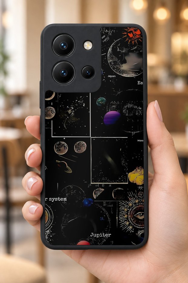 حافظة مقاومة للصدمات متوافقة مع Vivo Y36 بنمط كواكب مع حماية للكاميرا