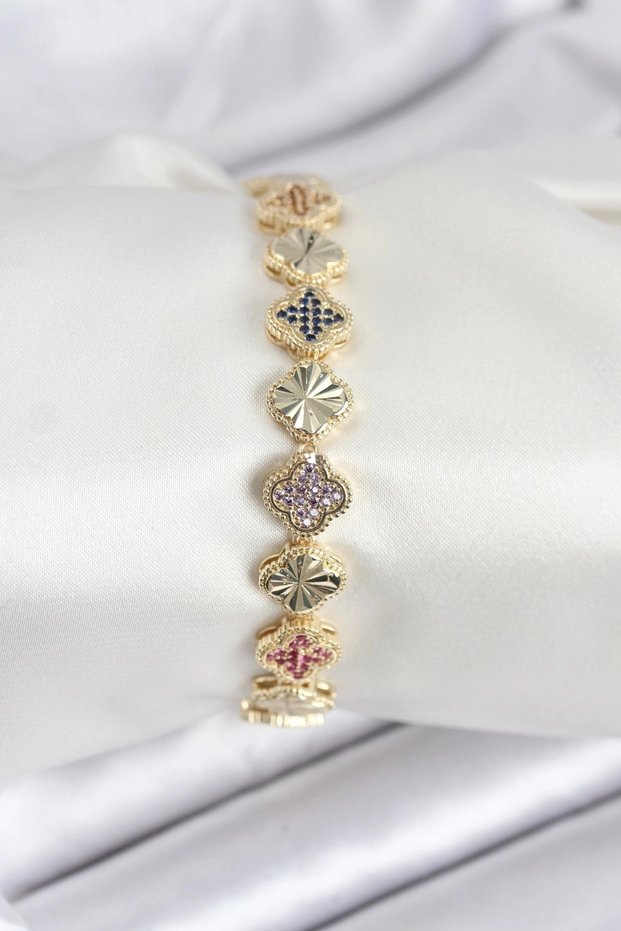 Brass Vip Series Clover Zircon Stone Women's Bracelet