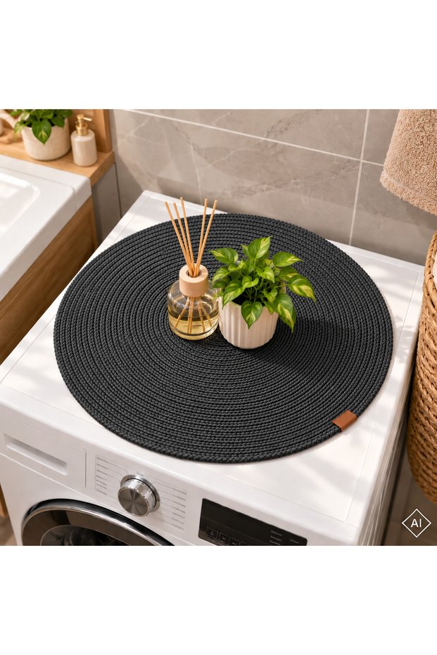 Round Washing Machine Top Mat 52X52 cm – Cord Rope Weave Decorative Multi-Purpose Mat