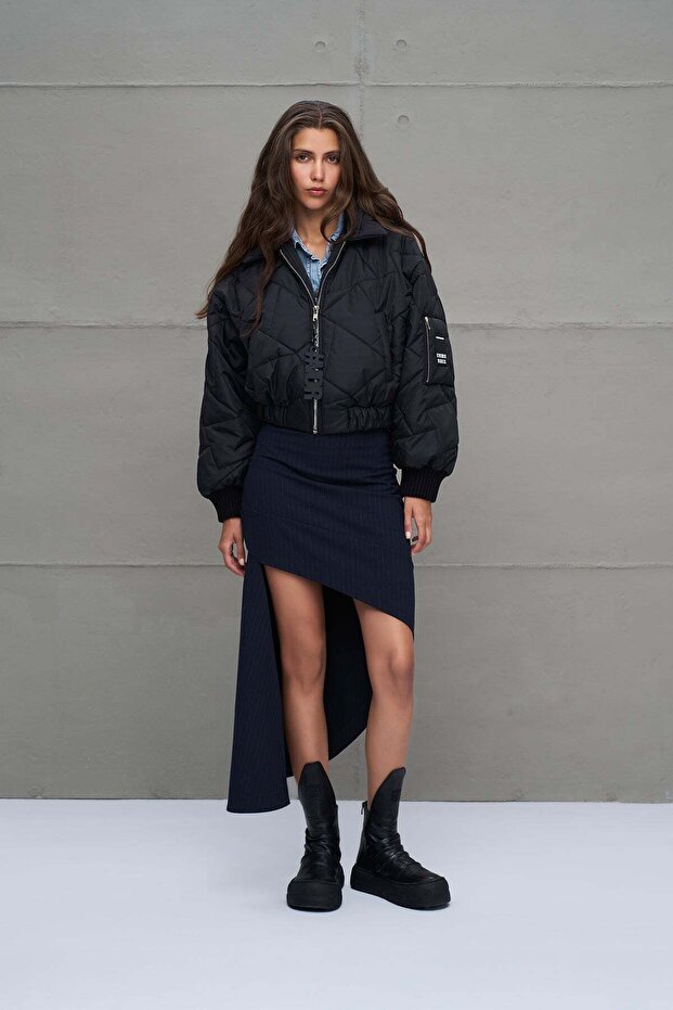 Black Inflatable Bomber Jacket 18138