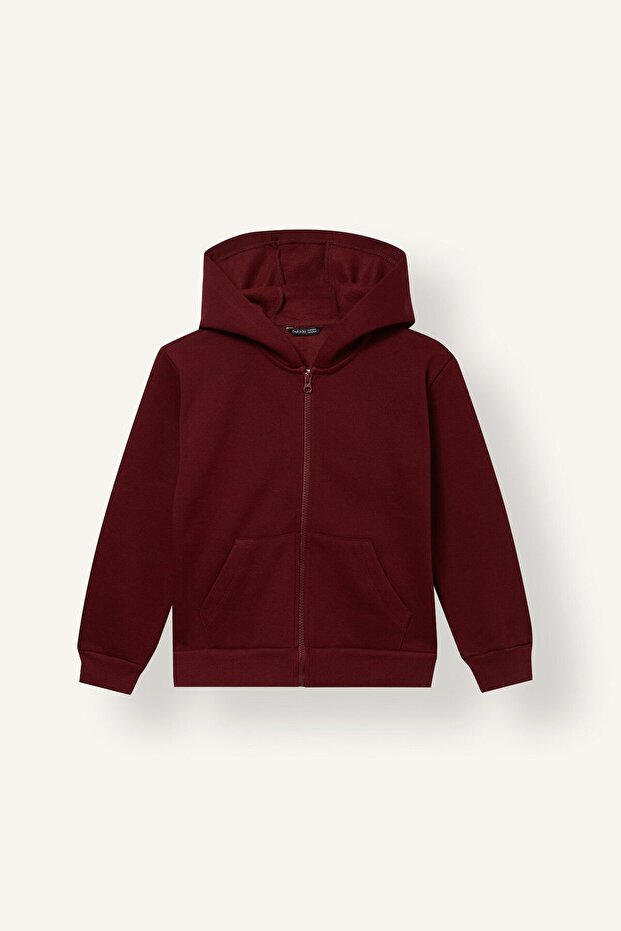 Zippered Kangaroo Pocket Hooded Basic Sweatshirt Cardigan for Girls C8110A826Au