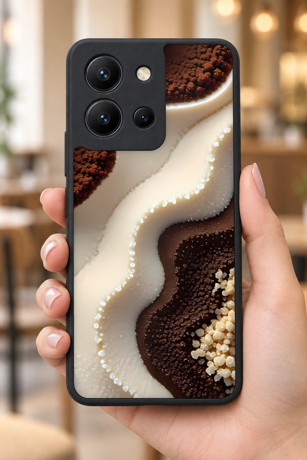 حافظة مقاومة للصدمات متوافقة مع Vivo Y36 بنمط رخامي بني مع حماية للكاميرا