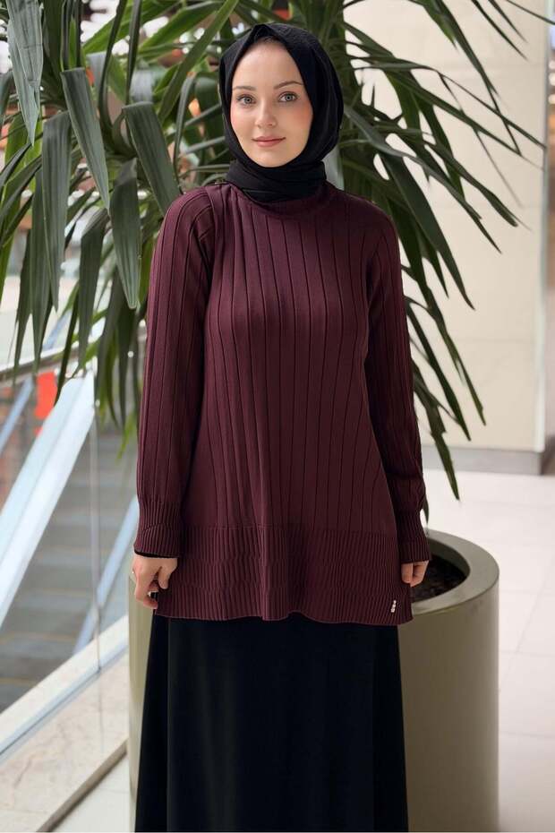 Missdalida Thick Ribbed Tunic with Elastic Waist