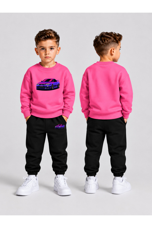 Boys' Crew Neck Sweatshirt Tracksuit Set 2-Piece Printed Top and Bottom Set