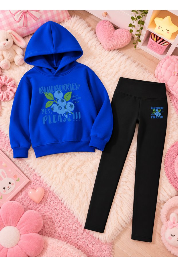 Girl's Hooded Sweatshirt and Skinny Leggings Set, 2-Piece Printed Top and Bottom Set