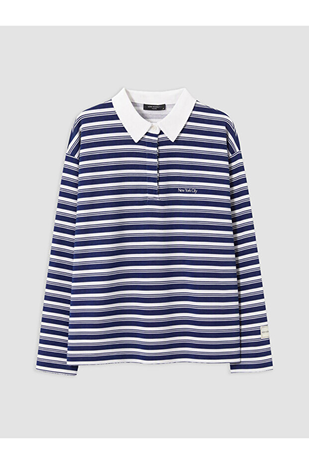 Esvab • Modern & Distinctive Devrik Roba Collar Striped Women's Sweatshirt Tunic