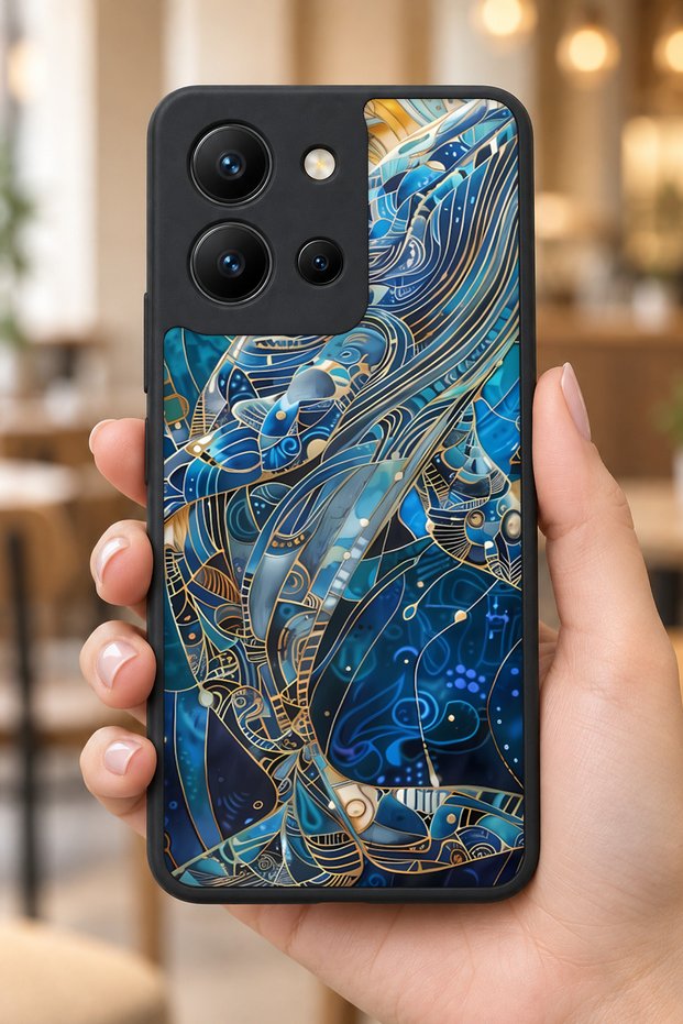 حافظة مقاومة للصدمات متوافقة مع Vivo Y36 بنمط الحوت مع حماية للكاميرا