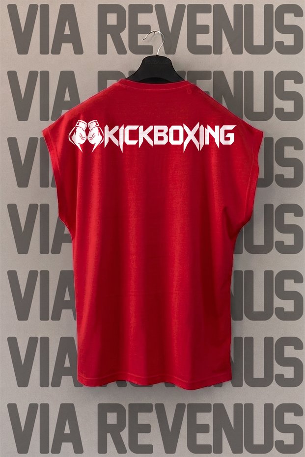 Kickboxing Back Printed Zero Sleeve Crew Neck Sports Tshirt
