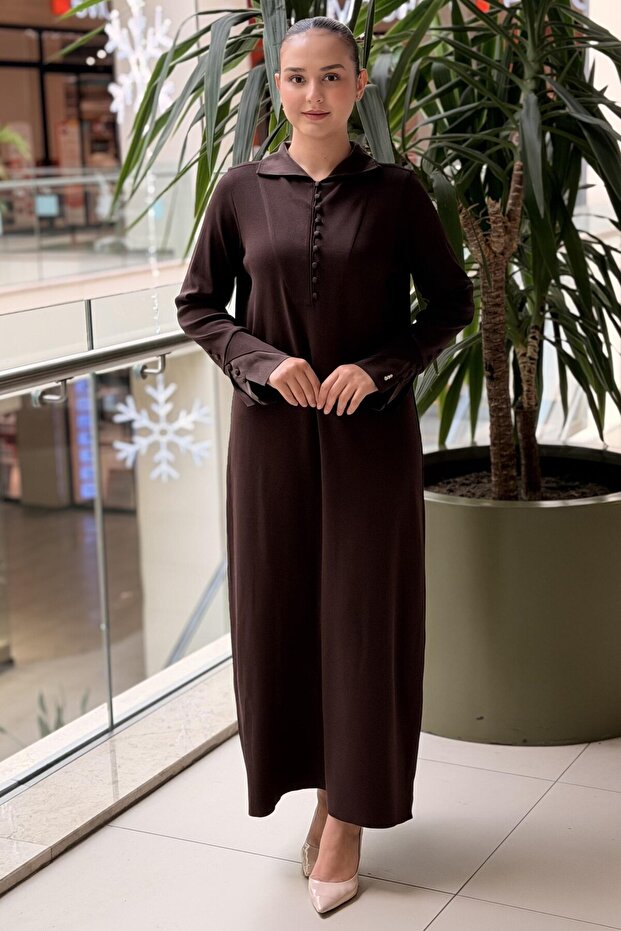 Missdalida Solid Color Knitwear Dress with Ankle Detail