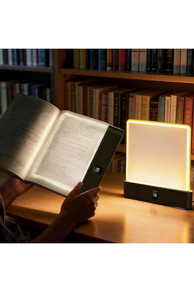ضوء للقراءة، مصباح LED مسطح شفاف قابل لإعادة الشحن مع 3 ألوان ومؤقت قابل للتعتيم، لوحة إضاءة كاملة