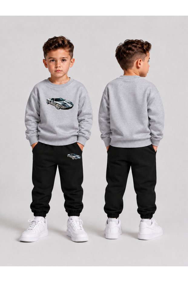 Boys' Crew Neck Sweatshirt Tracksuit Set 2-Piece Printed Top and Bottom Set
