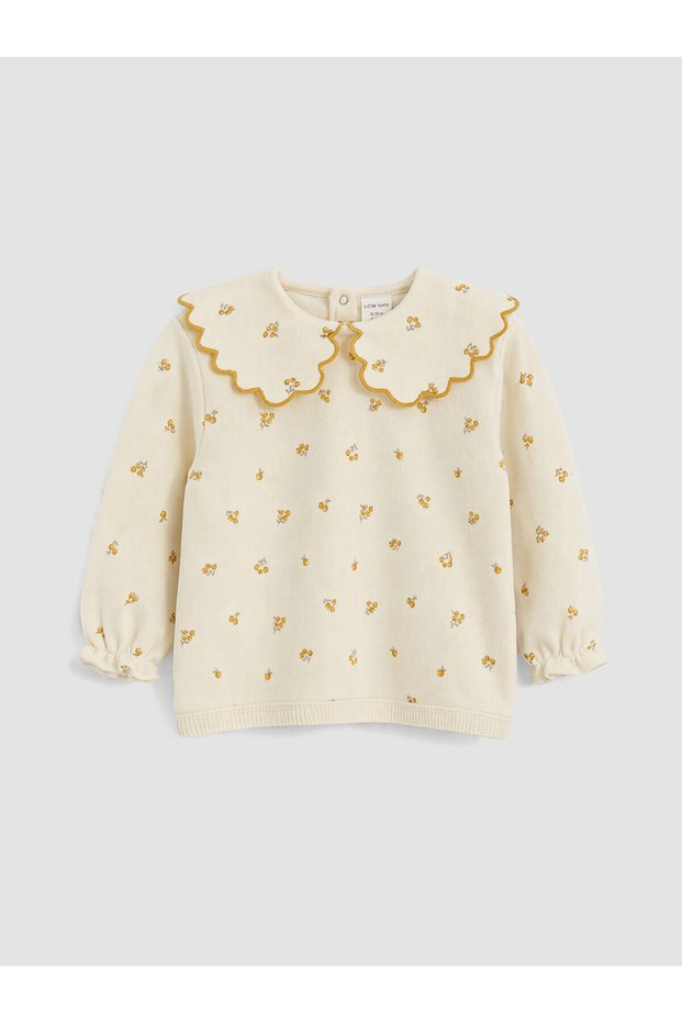 Two Mt Shop Quality Lcw Baby Ecru Baby Collar Floral Baby Girl T-Shirt