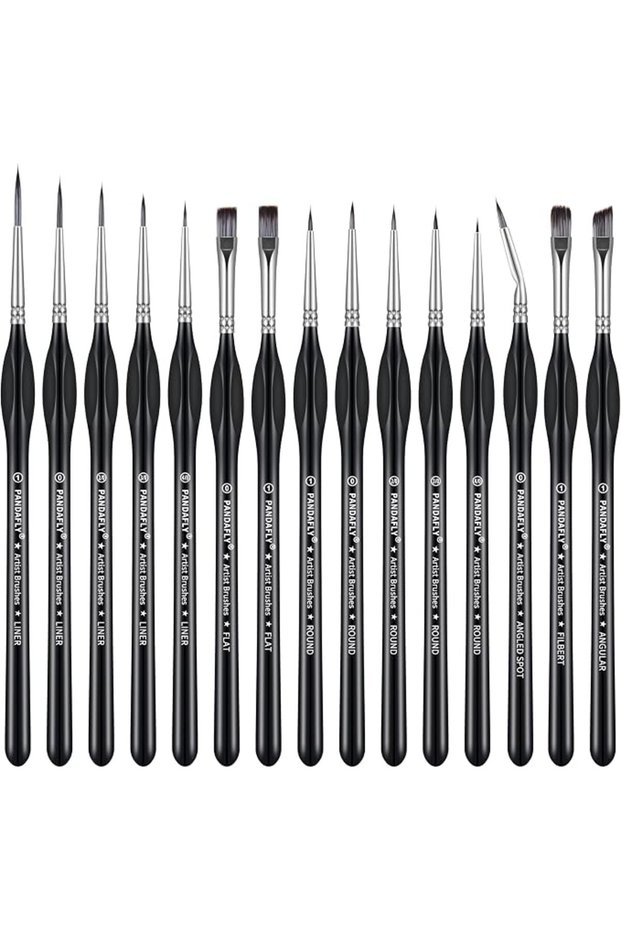 PANDAFLY Detail Paint Brushes Set for Fine Detailing & Art Painting, 15pcs