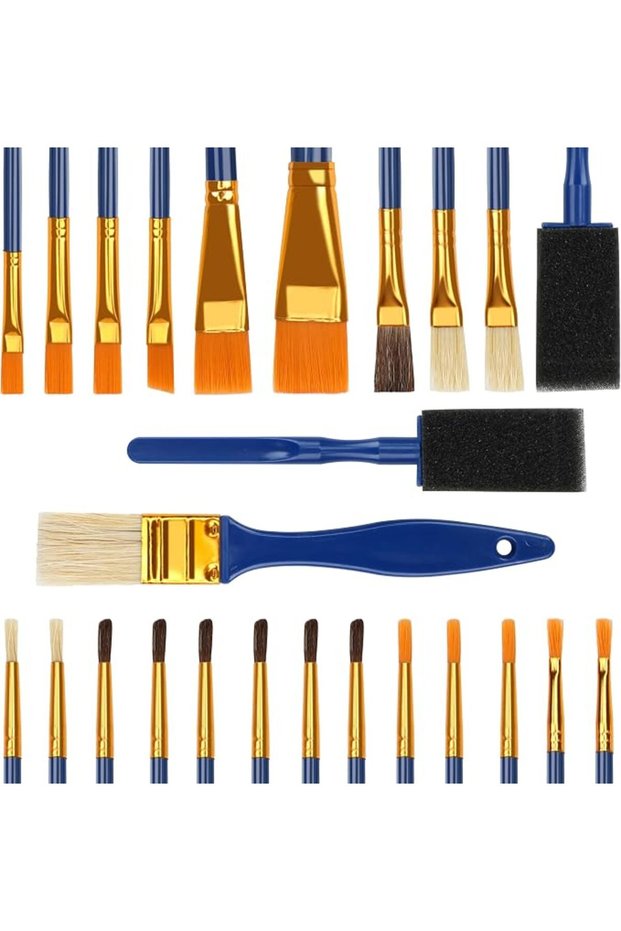 Halobios Painting Brushes, 25 All Purpose Paint Brushes Bulk Painting Brushes for Kids