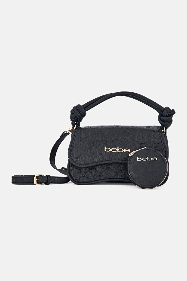 Women Brand Logo Cross Body Bag With Coin Purse, Black