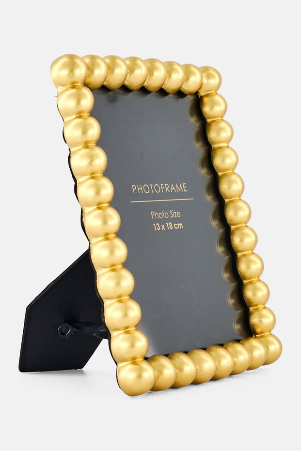 Beads Polyresin Photo Frame, Gold