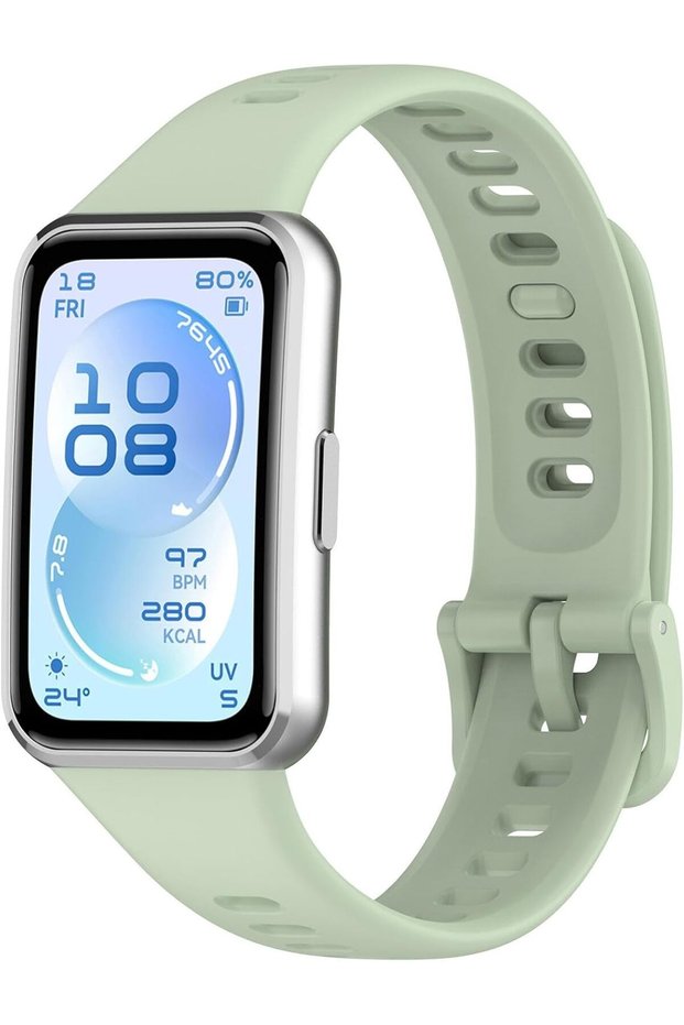 Soft Silicone Sport Watch Strap Compatible with HUAWEI Band 11/Band 11 Pro, Adjustable Replacement Wristband, Lightweight Breathable Fitness Tracker Band for Men & Women - Green
