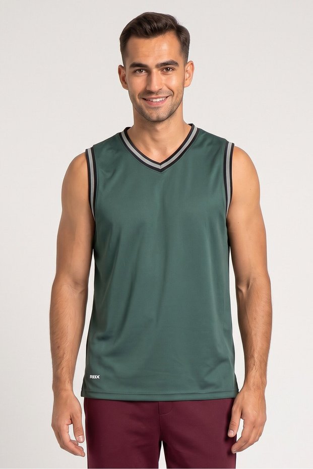 Men Sportswear Fit Sleeveless Basketball Vest, Moss Green