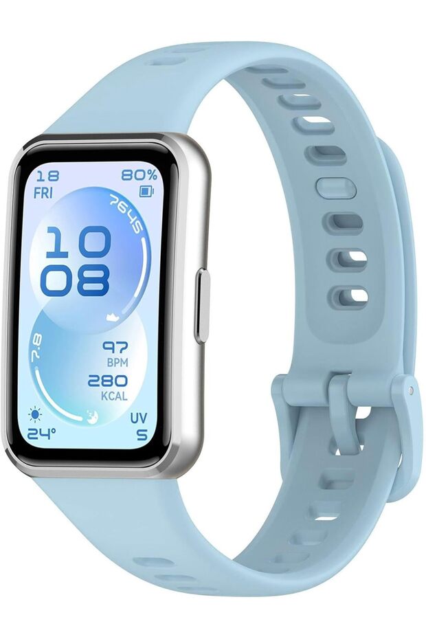 Soft Silicone Sport Watch Strap Compatible with HUAWEI Band 11/Band 11 Pro, Adjustable Replacement Wristband, Lightweight Breathable Fitness Tracker Band for Men & Women - Sky Blue