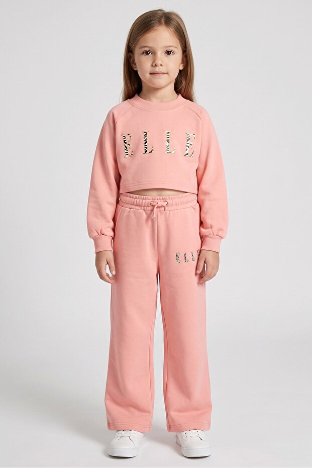 Kids Girl 2 Pcs Long Sleeve Top And Pants Set, Light Pink