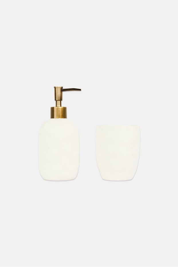 2 Pieces Ceramic Bathroom Set, Off White