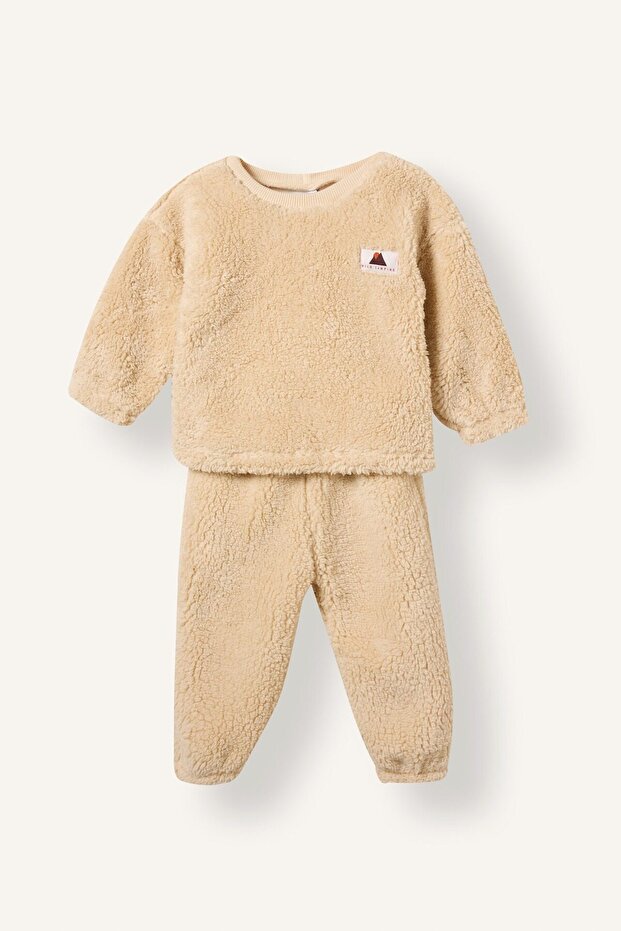 Crew Neck Label Detailed Plush 2-Piece Set for Baby Boy I3759A526Cw