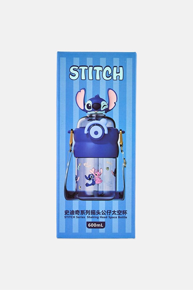Stitch Shaking Head Space Bottle With Detachable Strap 600ml, Multicolor