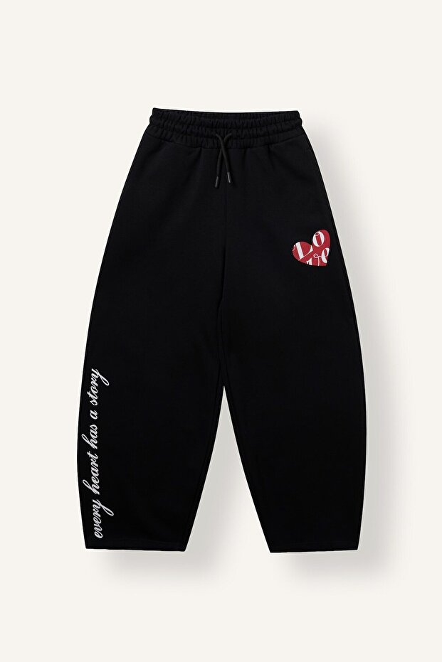 Heart and Printed Balloon Fit Sweatpants for Girls I7537A826Wn