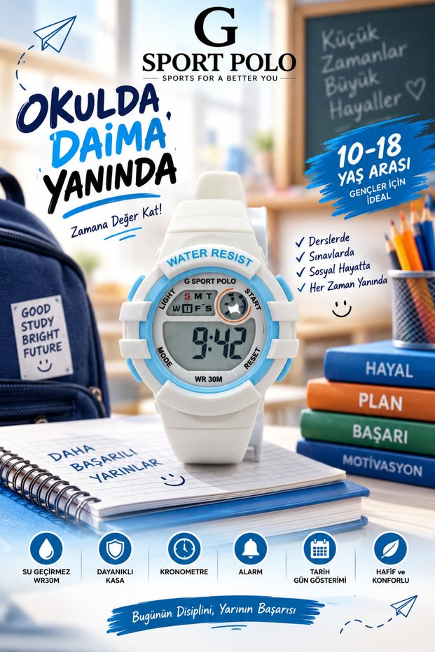 30m Water Resistant Children'S/Teenagers' Watch with Light, Alarm, Stopwatch and Calendar