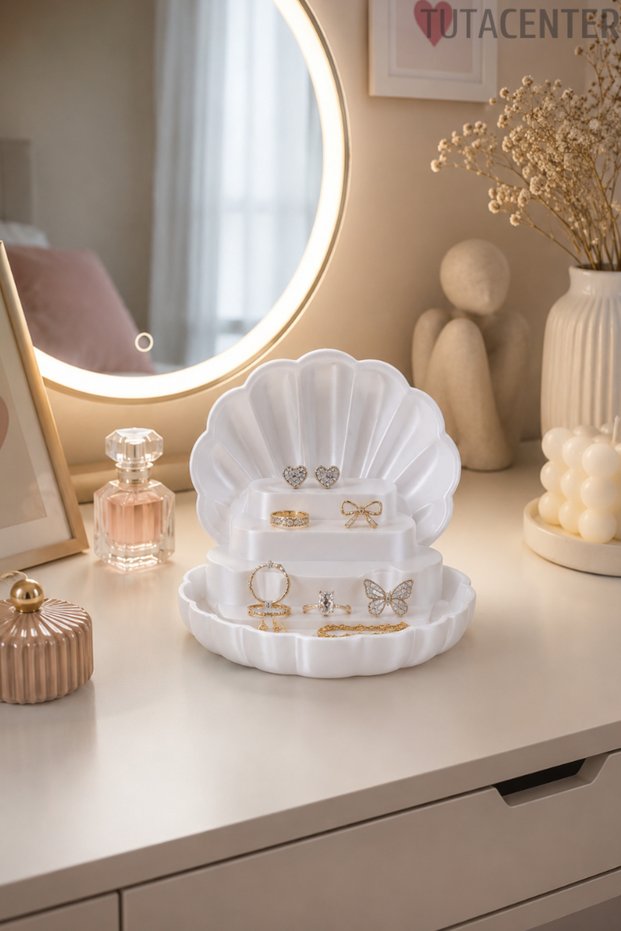 Seashell Design Jewelry Stand Jewelry Organizer Earring Necklace Ring Accessory Organizer (It Is Plastic)