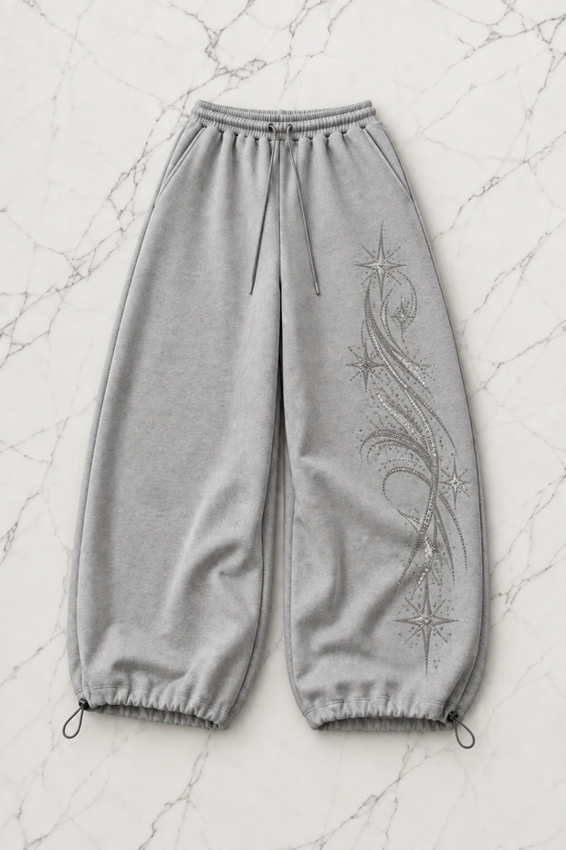 Gray Star Stone Printed Baggy Unisex Sweatpants
