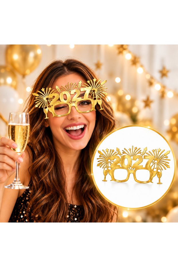 2027 New Year Glasses – New Year Party and Celebration Accessory - Gold