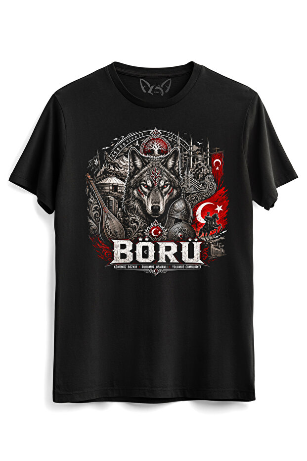 Moon Star Wolf Printed T-Shirt – 100% Cotton Turkish Motif Premium Dtg Print T-Shirt